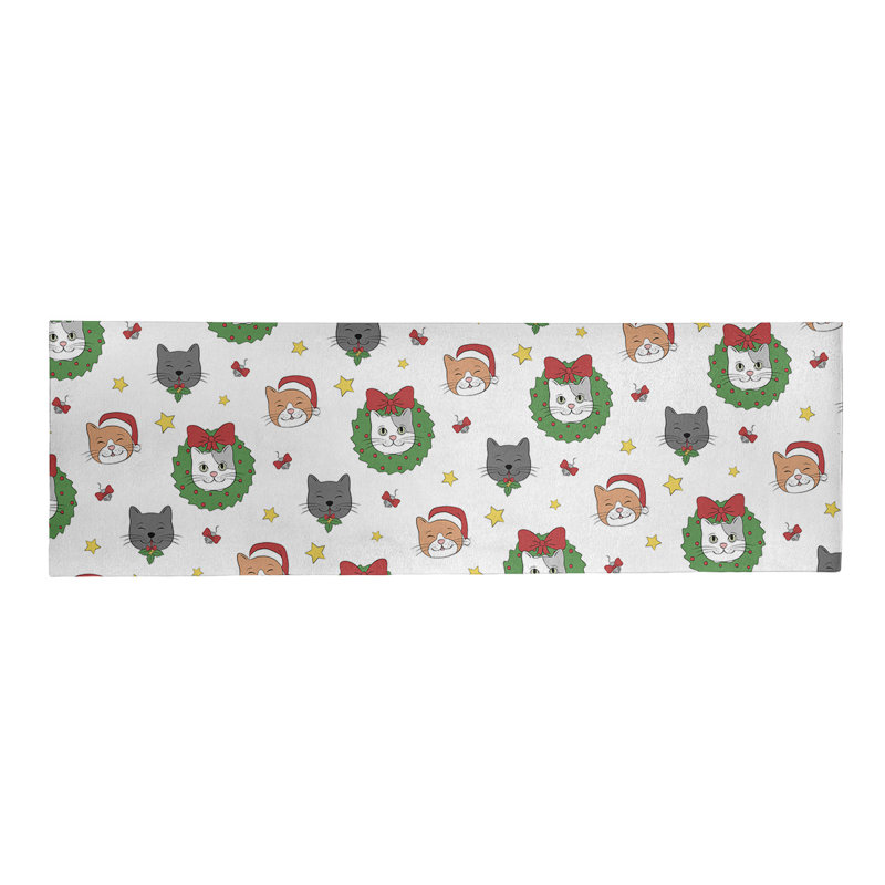 Tapis vert/rouge/gris zone fait main, Tapis de couloir 2 pi x 8 pi