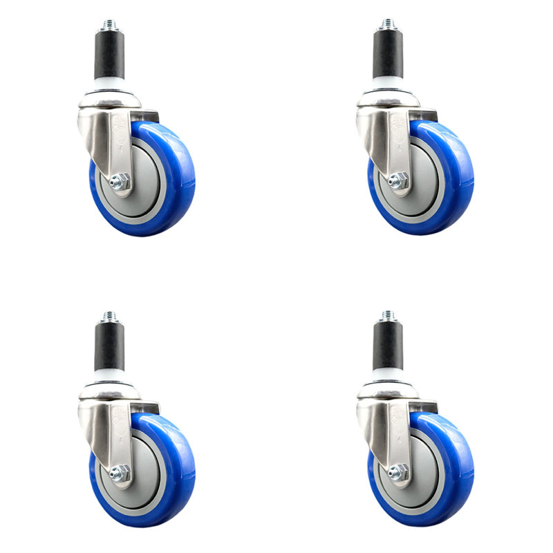 Ensemble de roulettes extensibles pivotantes en polyuréthane 316SS 316SS, Marron