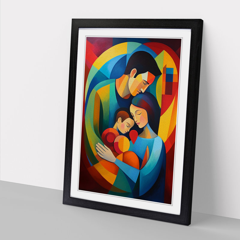 XYZ-FRM-V1223-4412 Loving Family Orphism - Single Picture Frame Print on Wood, Black , 34cm H x 25cm W x 2cm D