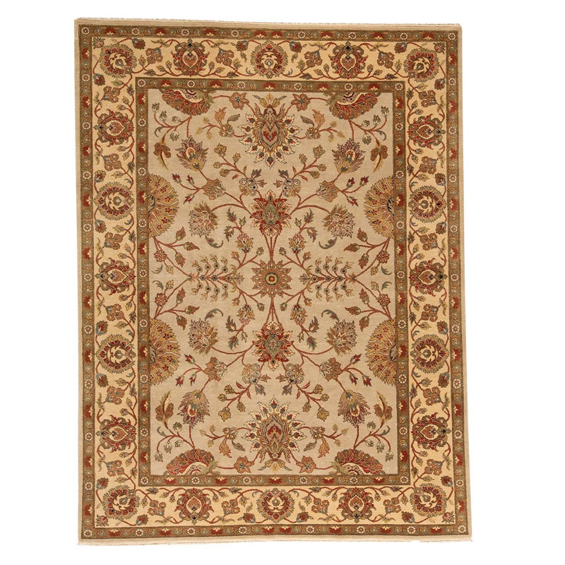 Tapis brun / crème noué à la main