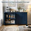 Buffet 63 "à 4 portes Farmhouse, armoire de rangement avec tablettes réglables et pieds tournés classiques-472493933