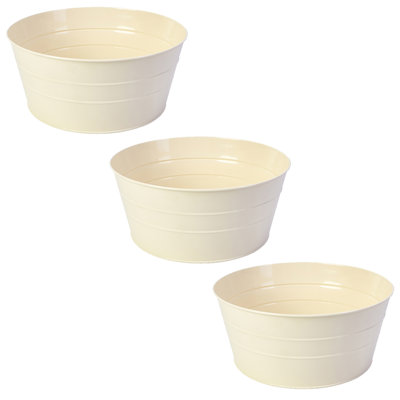 Cream Round Tin Containers Set/3