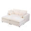 Chenille beige de 68,5 po avec 2 repose-pieds, siège modulaire compact et canapé-lit fonctionnel pour le salon en repose-pieds beige. Polyvalent et spacieux, structure en bois massif, rembourrage très élastique