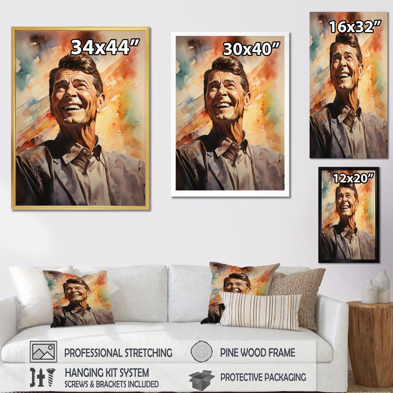 «President / Reagan I», président, reproduction d'art sur toile, L 24 po x H 32 po, Cadre flottant noir