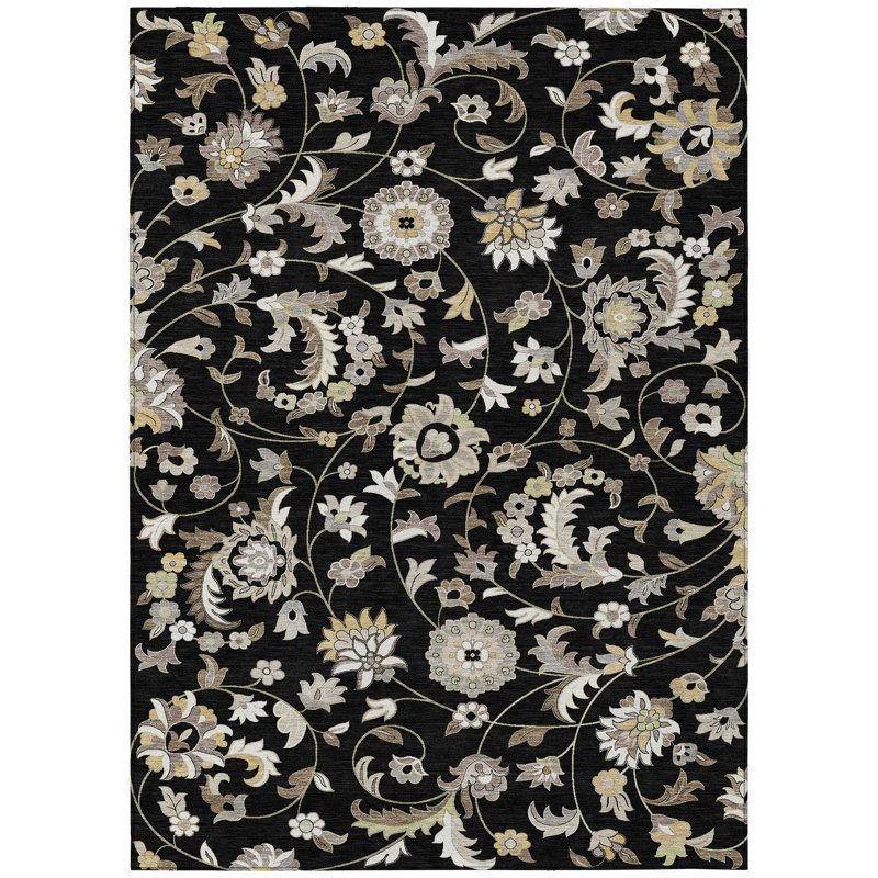 Tapis noir intérieur / extérieur Aveline , 8' x 10'