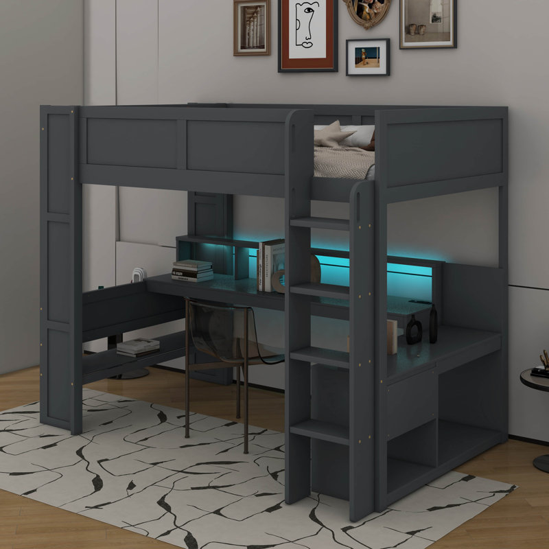  Lit mezzanine avec bureau Gaming, Double