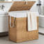 Panier à linge pliable avec couvercle et doublure amovible, panier à linge en rotin respirant, grande capacité de rangement pour la salle de bain de la chambre à coucher