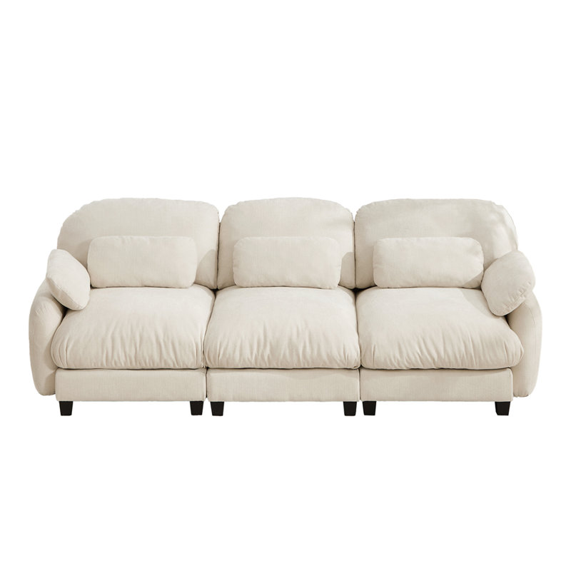 Canapé modulable moderne 3 places pour salon, Beige Chenille