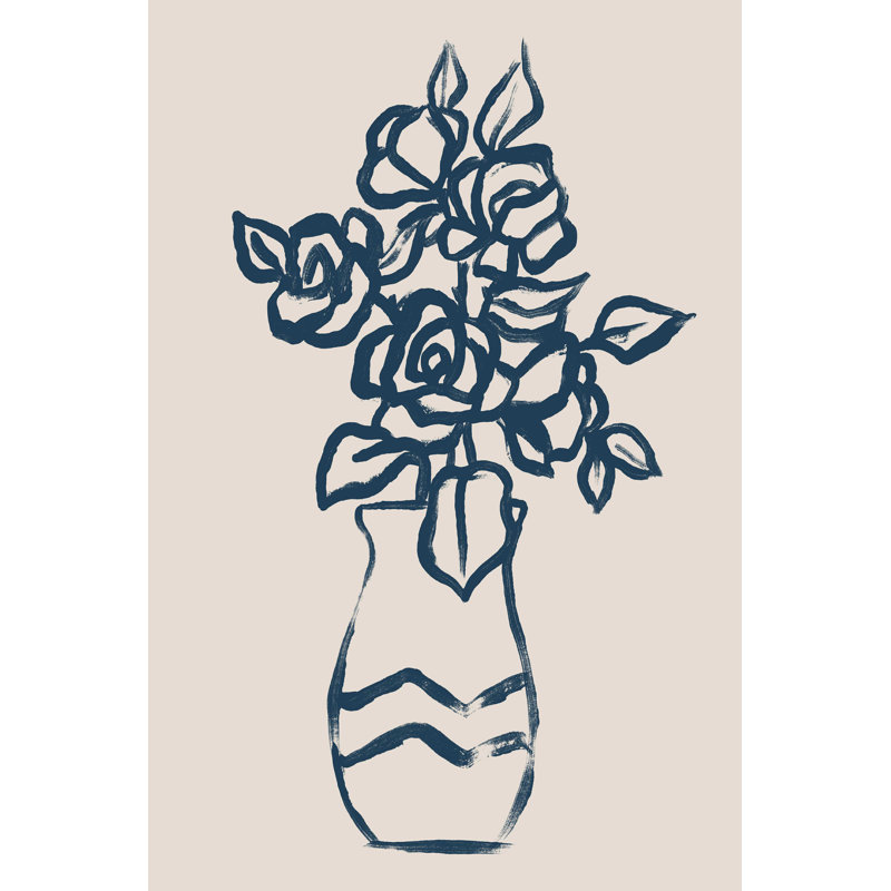 Croquis de plantes bleu marine I, H 18 po x l 12 po x P 1,25 po