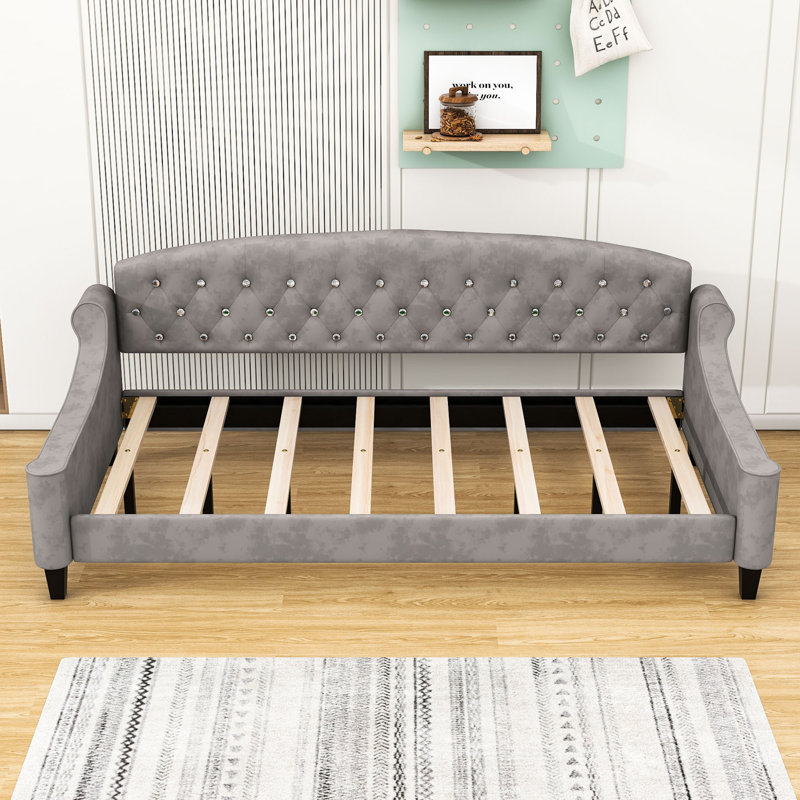 Haval Tufted Upholstered Daybed With Arms, Twin