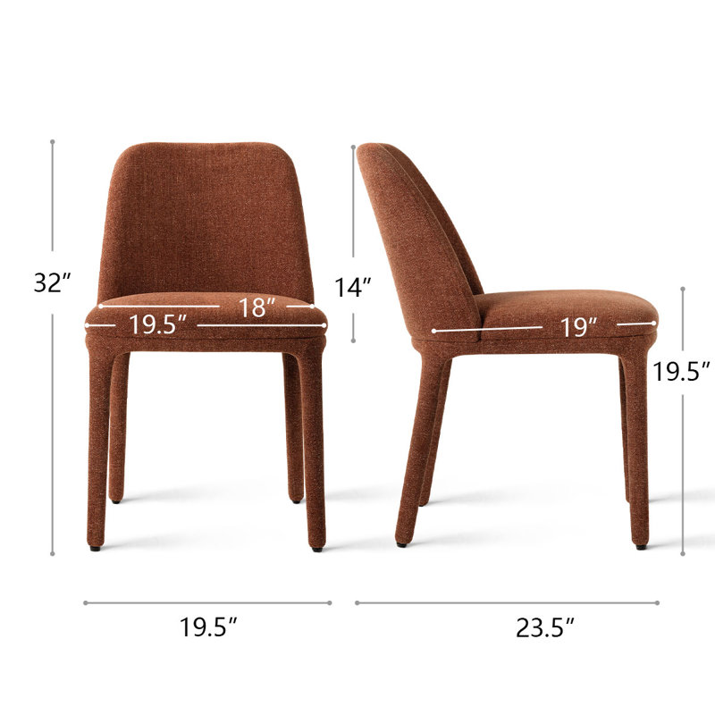 19.5" Seat Height Upholstered Fabric Dining Chair, Terra