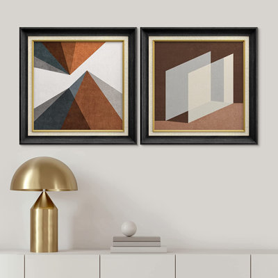 " Geometric 3D Polygons Classic Vintage " 2 - Pieces