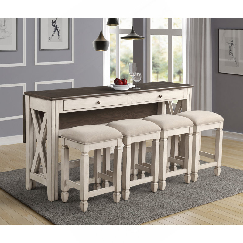 Table à abattants avec 4 tabourets