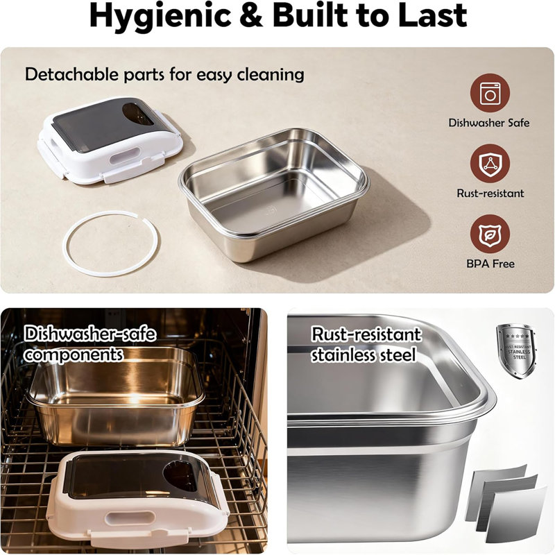 Contenant pour aliments en acier inoxydable, 7L