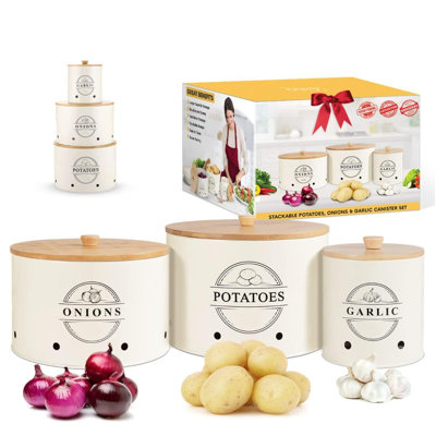 Ensembles de contenants pour comptoir de cuisine avec couvercles en bois de bambou, contenants de cuisine pour comptoir, contenants de ferme en acier empilables, crème