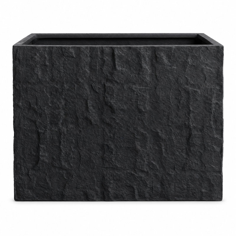 Boîte à fleurs rectangulaire Rock Texture, Black