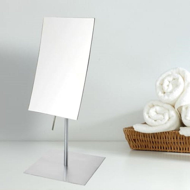 5" x 8" Tabletop Magnified Makeup Mirror, Nickel