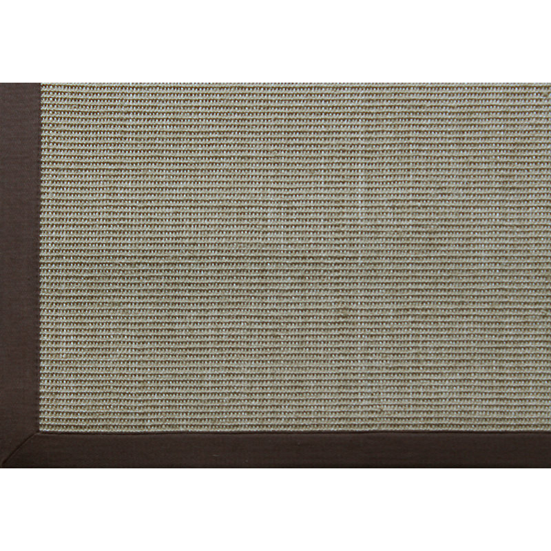 Ivory and Brown Handmade Sisal and Cotton Rectangular Rug