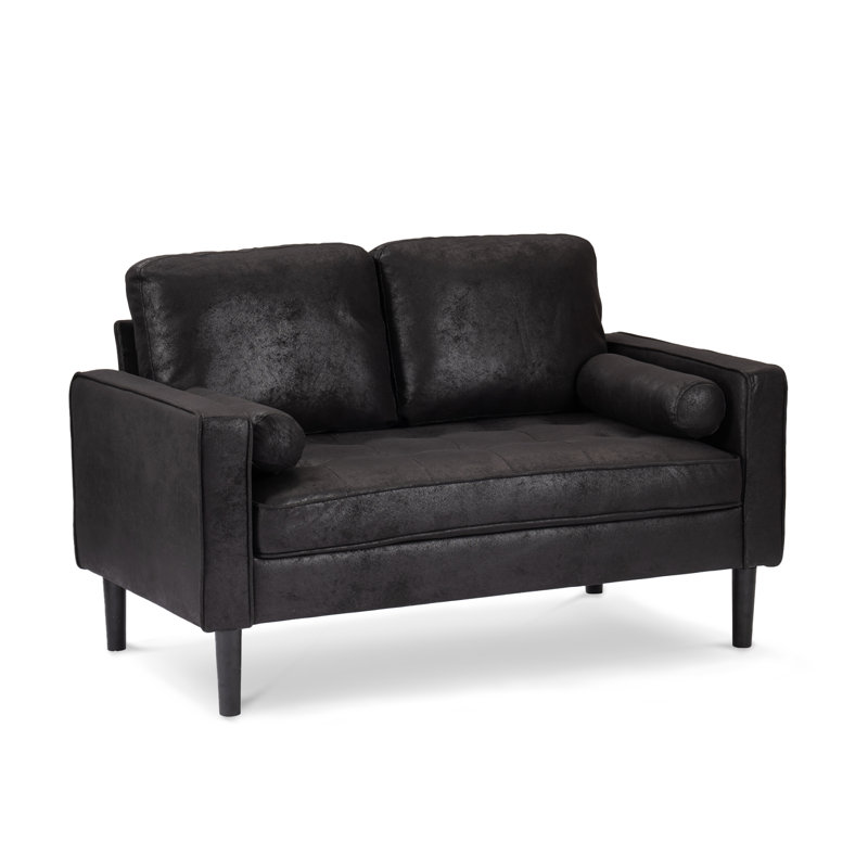 Baity Cushioned Loveseat Sofa, Microsuede Black, 2