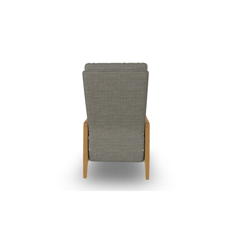 Modern High Leg Recliner, Slate, Honey Birch