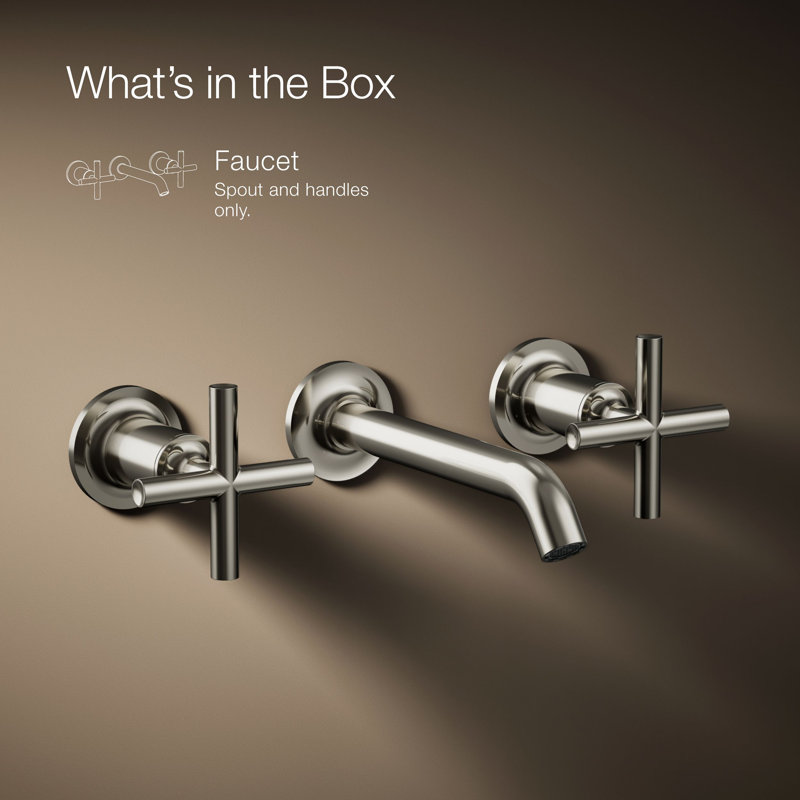 Purist® Wall-Mounted Bathroom Faucet, Cross Handle, Vibrant Polished Nickel