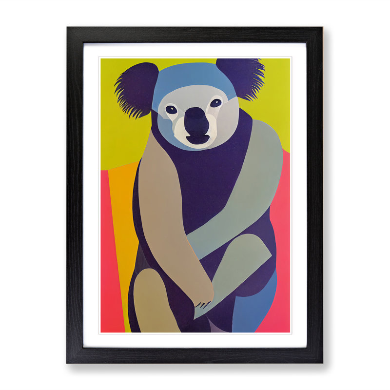 Koala Bear Abstract Vol.2 - Picture Frame Print, 34cm H x 25cm W x 2cm D, Oak