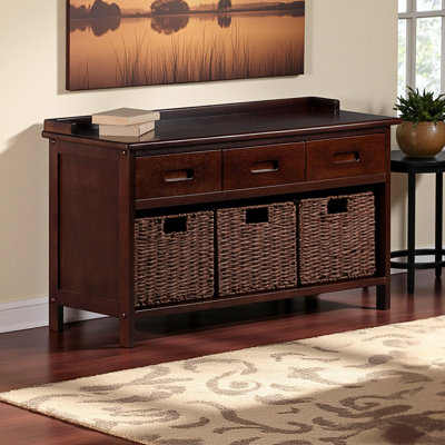 Banc de rangement 4 pièces avec 3 paniers pliables et 3 tiroirs Signe, H 21,61 po x l 38,16 po x P 13,9 po Signe