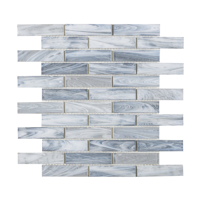 Dorian 1-in. x 4-in. Beveled Brick Joint Satin Glass Wall & Floor Mosaic Tile, Baltic