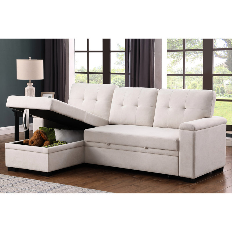 Canapé modulaire en tissu beige avec fonction de canapé et de rangement - avec option