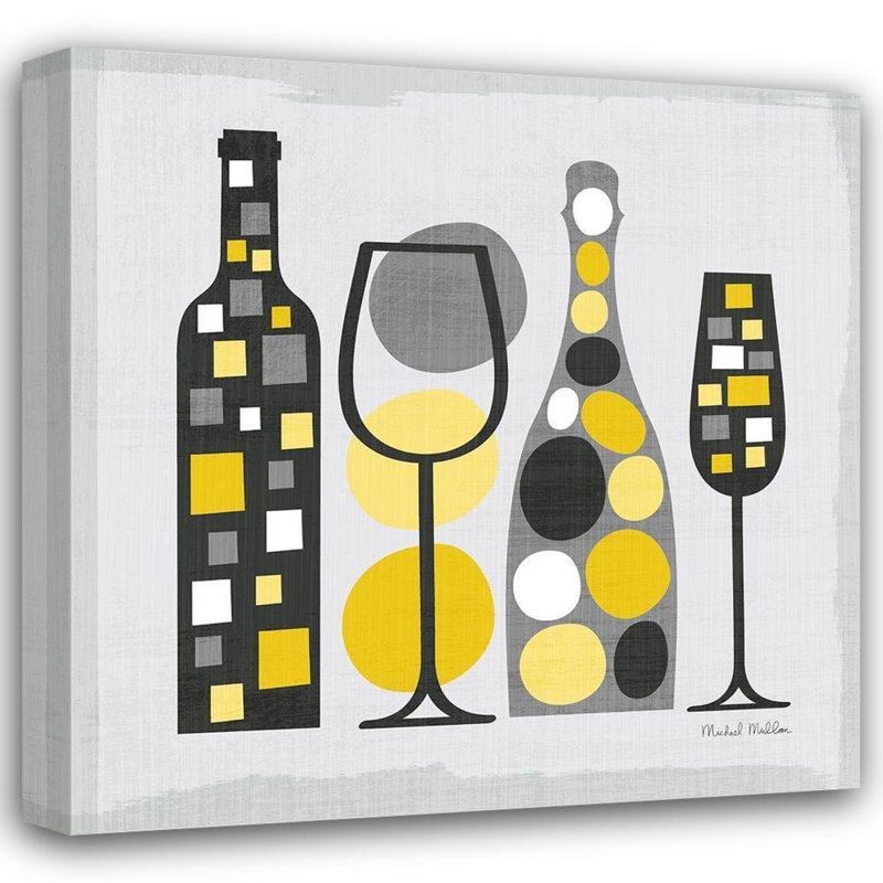 George George Mullan, galerie d'art sur toile tendue Michael, titrée: Modern Kitchen Square I - jaune, H 15 po x l 15 po