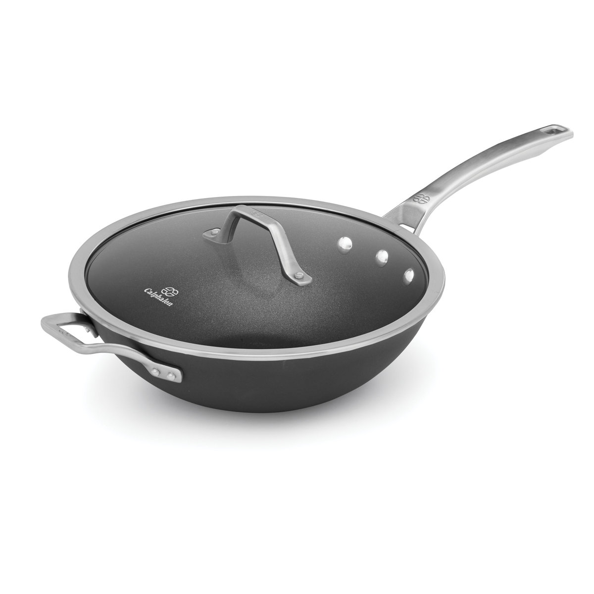 Wok Calphalon 12 Pouces – Inox Brossé – Compatible Gaz/électrique