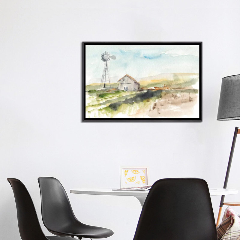 « Rural plein air II » par Ethan Harper, reproduction d’art, Pas de tapis, Toile avec cadre noir patiné