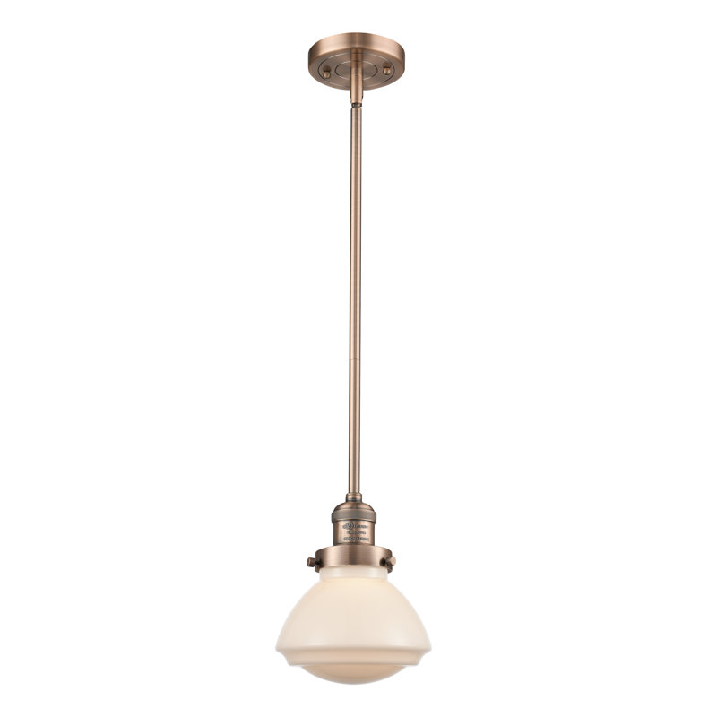 Luminaire suspendu simple à 1 lumière Chesterville, Blanc mat, Ampoule DEL 6 watts Vinage, Cuivre antique