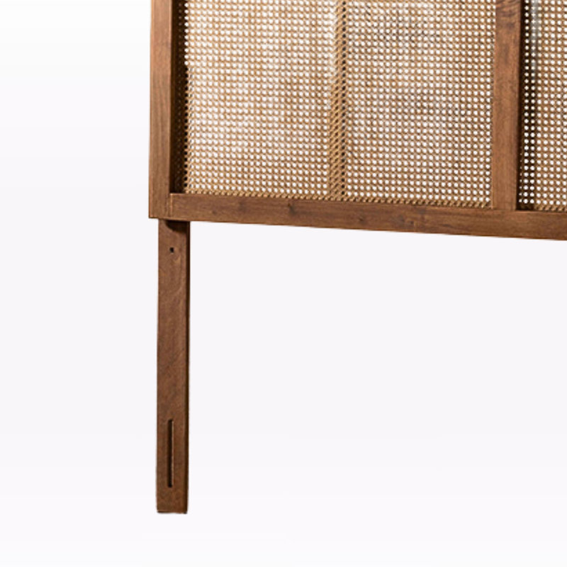 Fairview Headboard with Synthetic Rattan Frame in Brown Finish, 49.95'' H X 61.09'' W X 0.8'' D, Queen