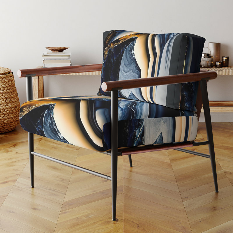 Crillon - Fauteuil d'appoint rembourré en marbre, Noir, noir, noir, noir