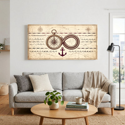 Nautical Compass Canvas Wall Art Set Of 1