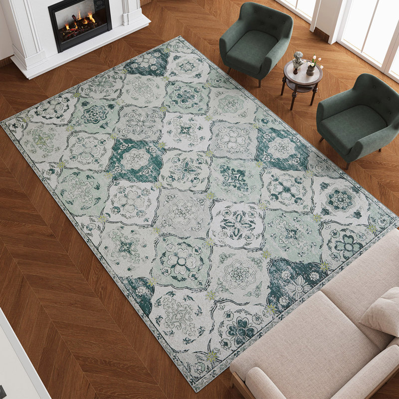 Tapis oriental à motif floral Lived, Rectangle 4 pi x 6 pi