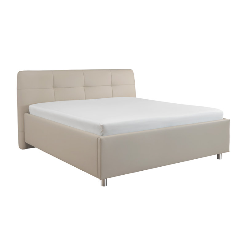 Upholstered Bed, Beige, 160x200