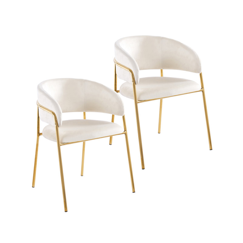 Saif 18.5'' H Velvet Upholstered Armchair, Off White