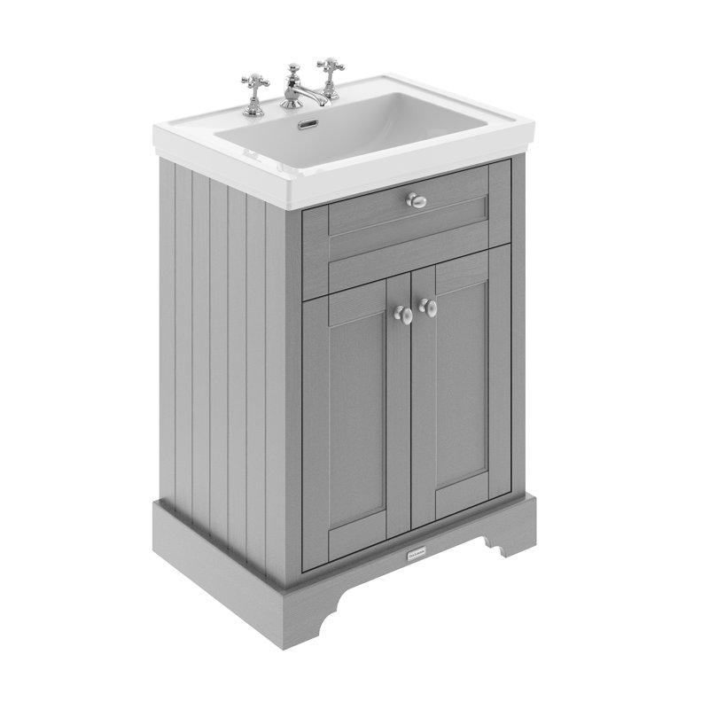 Old London 630mm Single Bathroom Vanity with Integrated Fireclay Basin, Grey