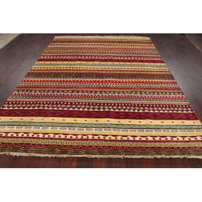 One-of-a-Kind 6'7" x 9'2" New Age Rectangle Wool Area Rug in Brown and Red