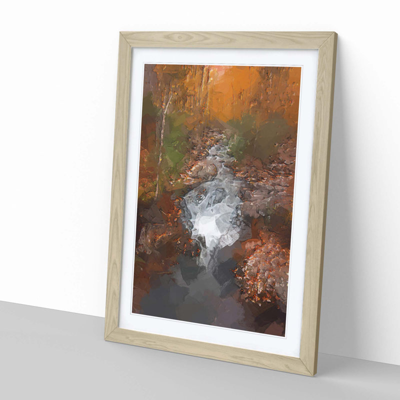 Woodland Stream in Abstract - Picture Frame Graphic Art Print, Oak, 76cm H x 50cm W x 2cm D
