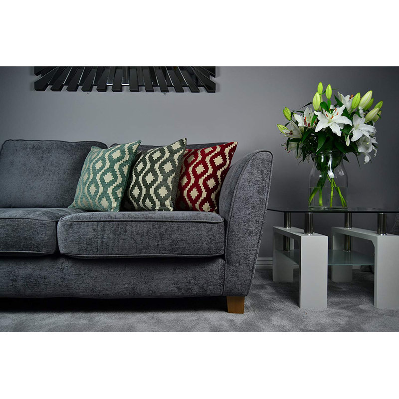 Theodosia Geometric Square Cushion, Duck Egg Blue, 43 x 43cm