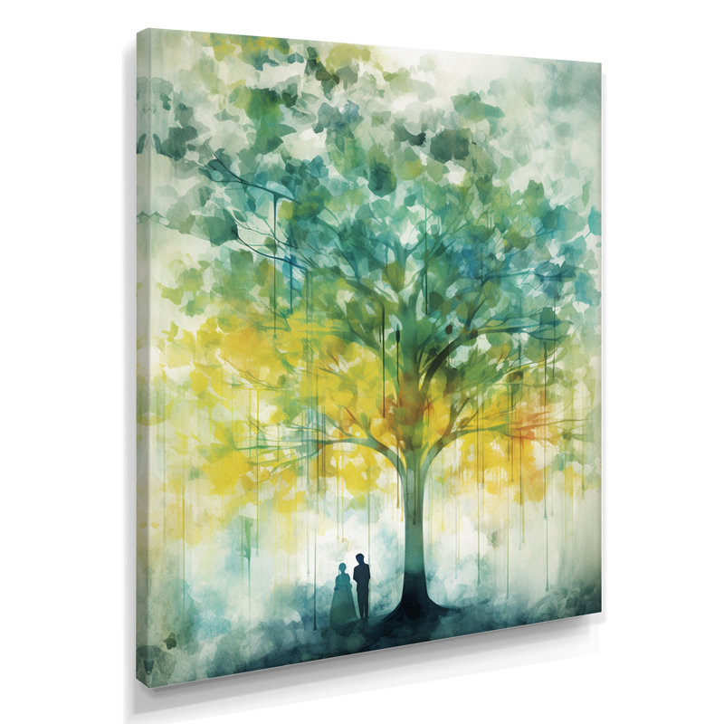 Alone par le majestueux arbre rétro - arbre de chêne, art mural de salon, Toile tendue, H 20 po x l 12 po x P 1 po