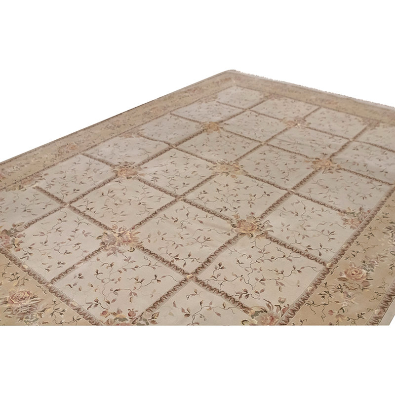 Tapis brun / beige de haute qualité noué à la main