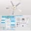 52 po Ventilateur de plafond d'intérieur chromé avec télécommande 3 lumières
