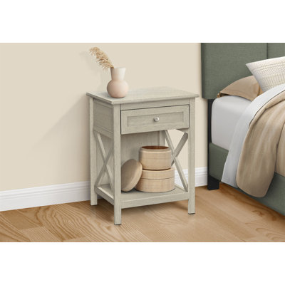 Table d'appoint, table de bout, table d'appoint, 2 niveaux, chambre à coucher, table de chevet, lampe, tiroir de rangement, placage antique, transitionnel