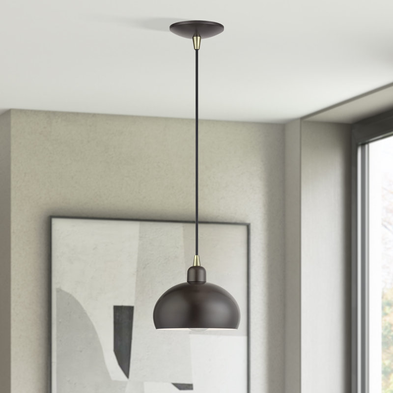 Mini-luminaire suspendu en bronze 1 lumière Domma, Bronze, Brun