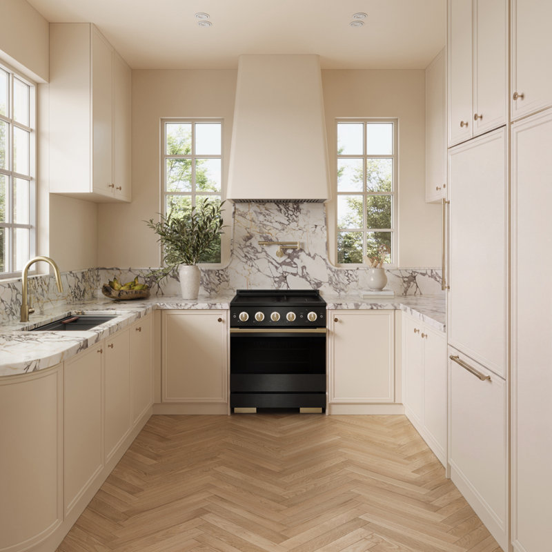 ZLINE Autograph 30 in. Black Stainless Marino Induction Range with Champagne Bronze Accents