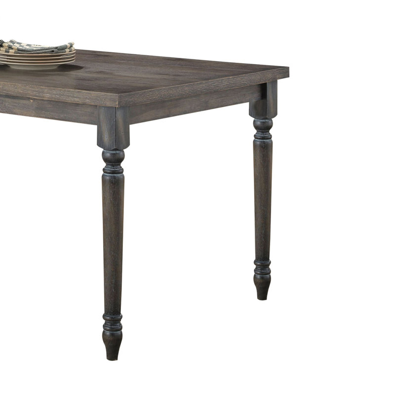 Weathered Grey Dining Table With Turned Leg, 30"H x 59"L x 35"W